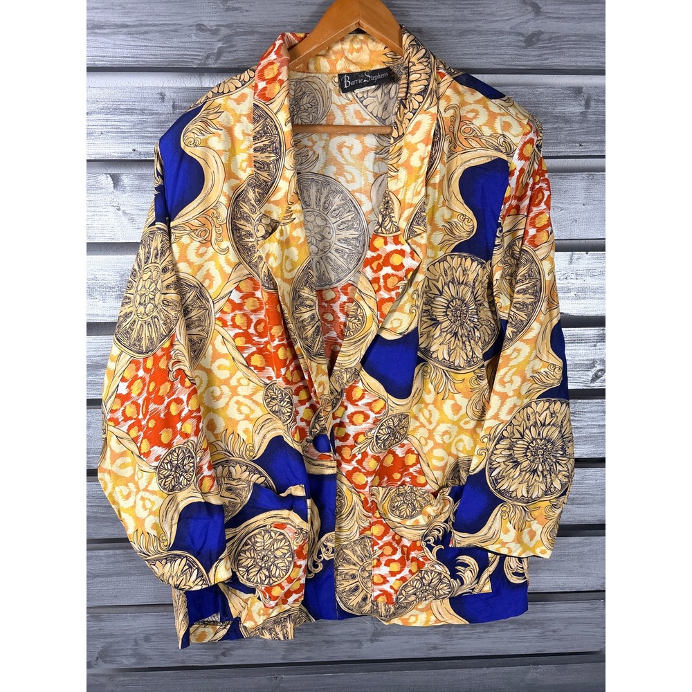 Barrie Stephens Vintage Baroque Leopard Print Blazer Jacket Womens L 100% Rayon